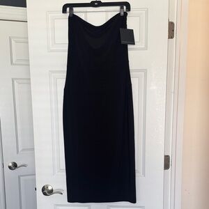 Norma Kamali Black Strapless Midi Dress